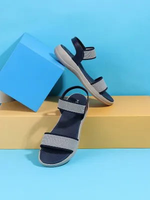 Metro Woven Design Open Toe Comfort Flats With Backstrap