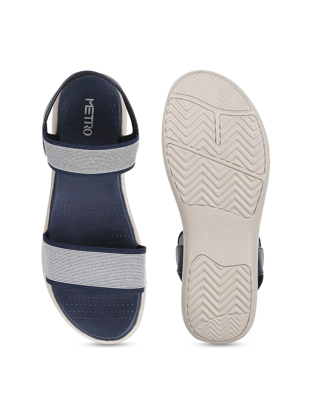 Metro Woven Design Open Toe Comfort Flats With Backstrap