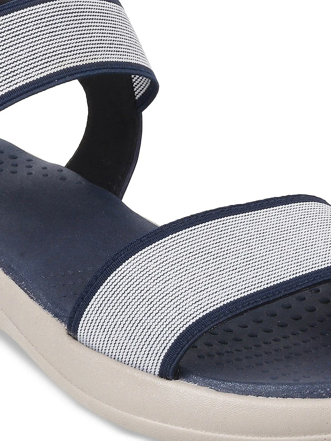 Metro Woven Design Open Toe Comfort Flats With Backstrap