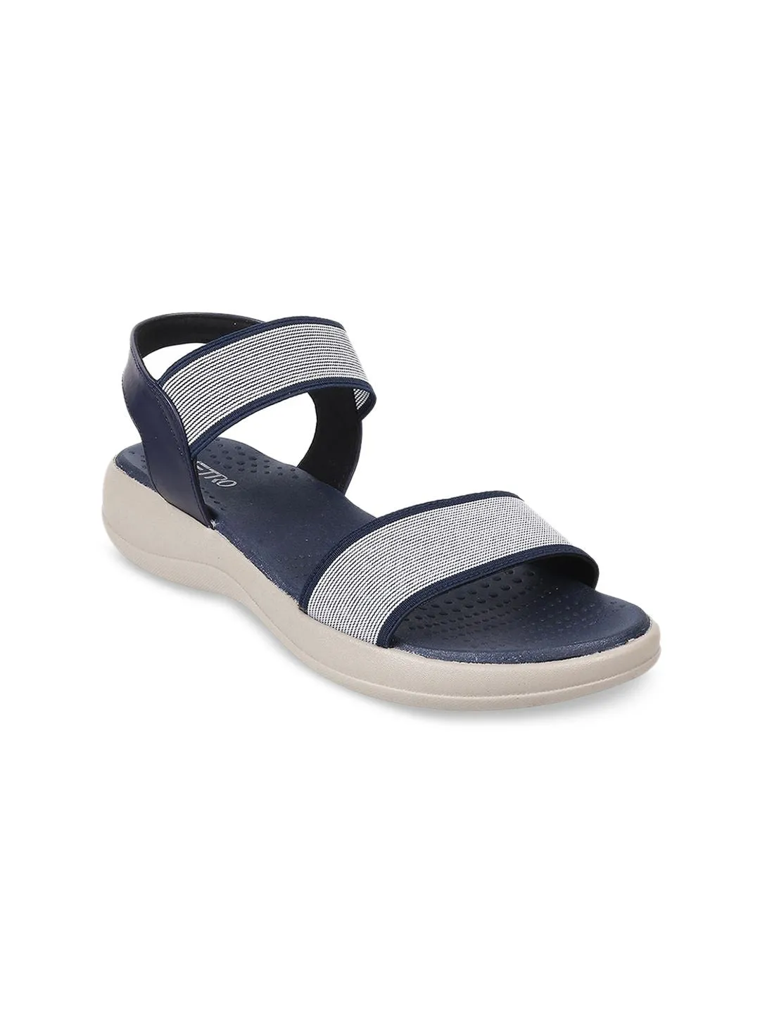 Metro Woven Design Open Toe Comfort Flats With Backstrap