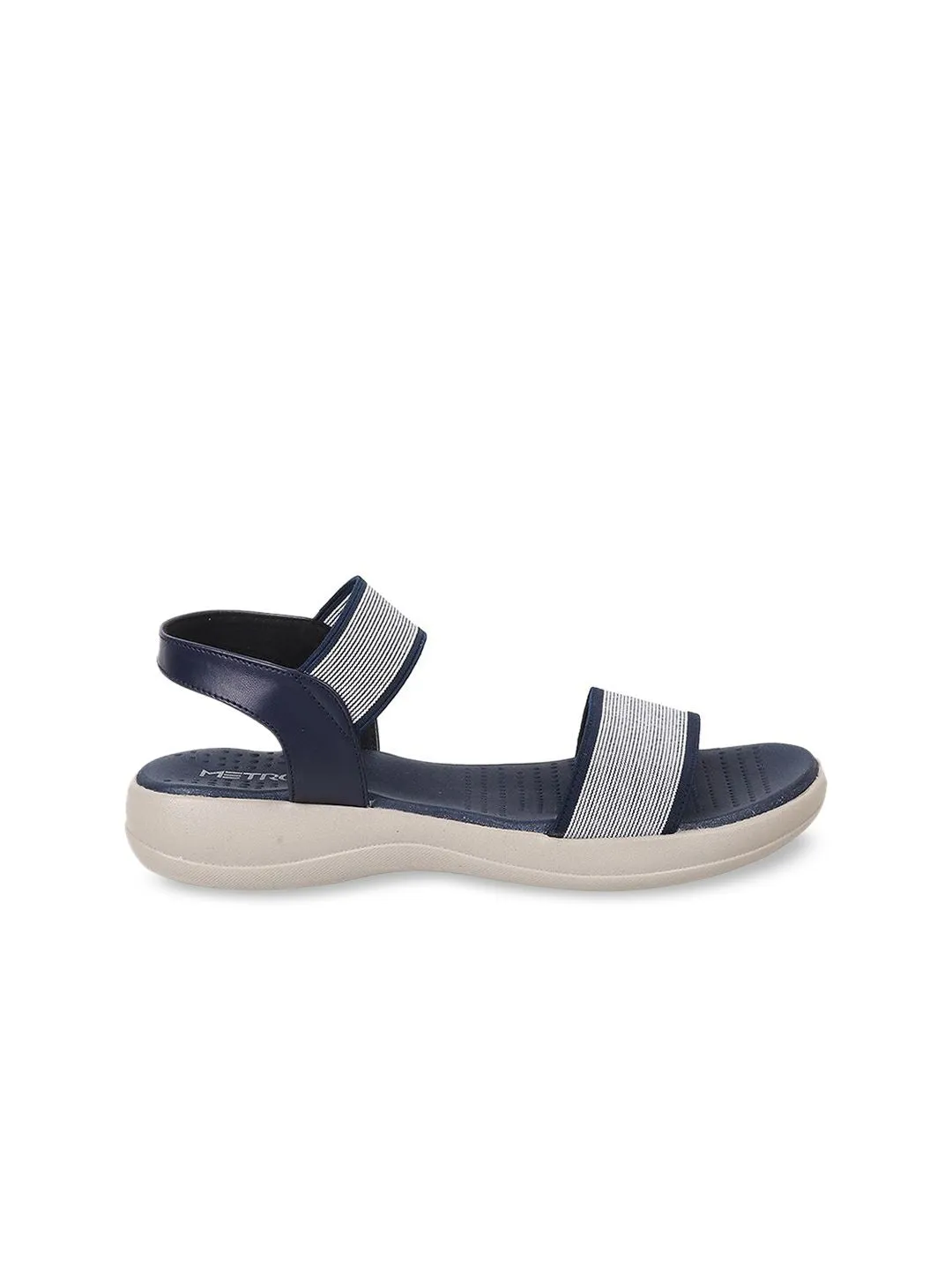 Metro Woven Design Open Toe Comfort Flats With Backstrap