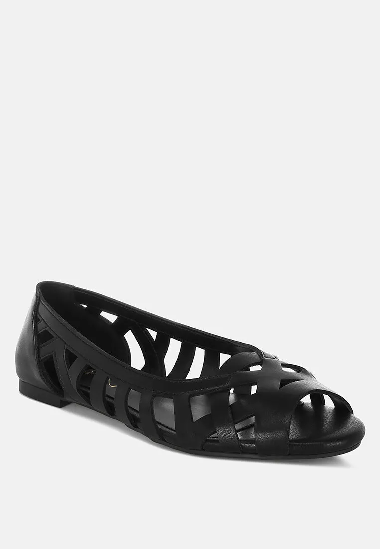 Moira Woven Peep Toe Flats
