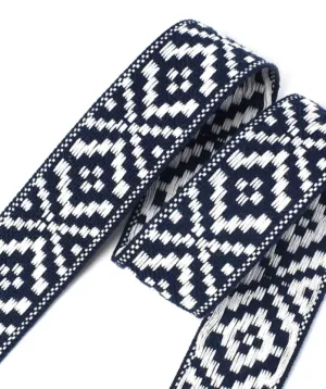Navy & White Woven Webbing Tape 30mm