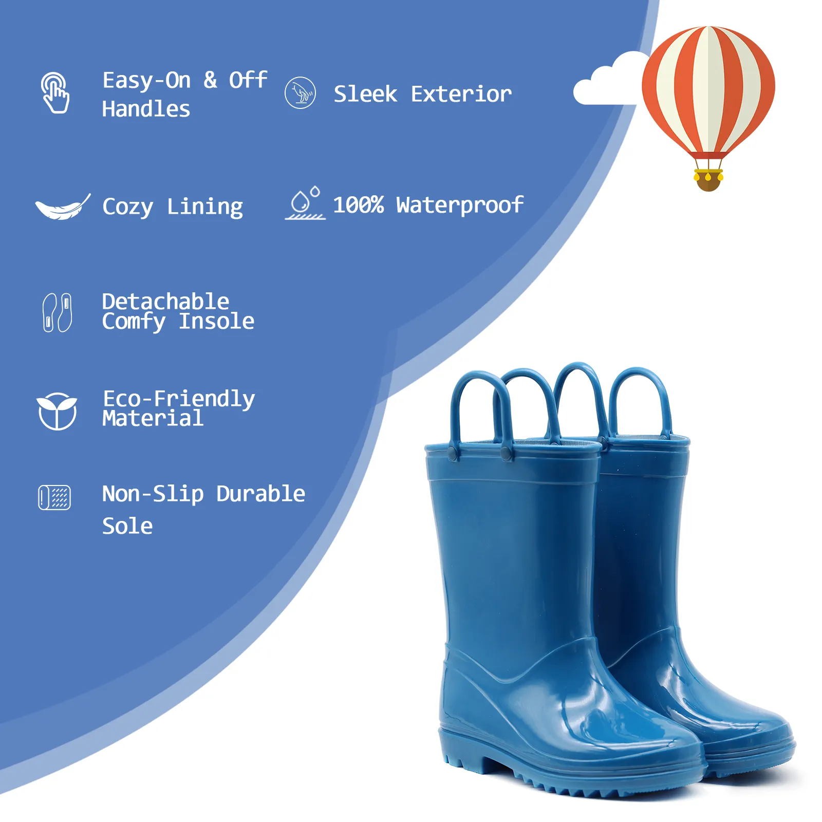 Navy Blue Kids Toddler Solid Color Rain Boots
