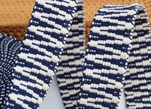 Navy White Woven Webbing Tape 38mm