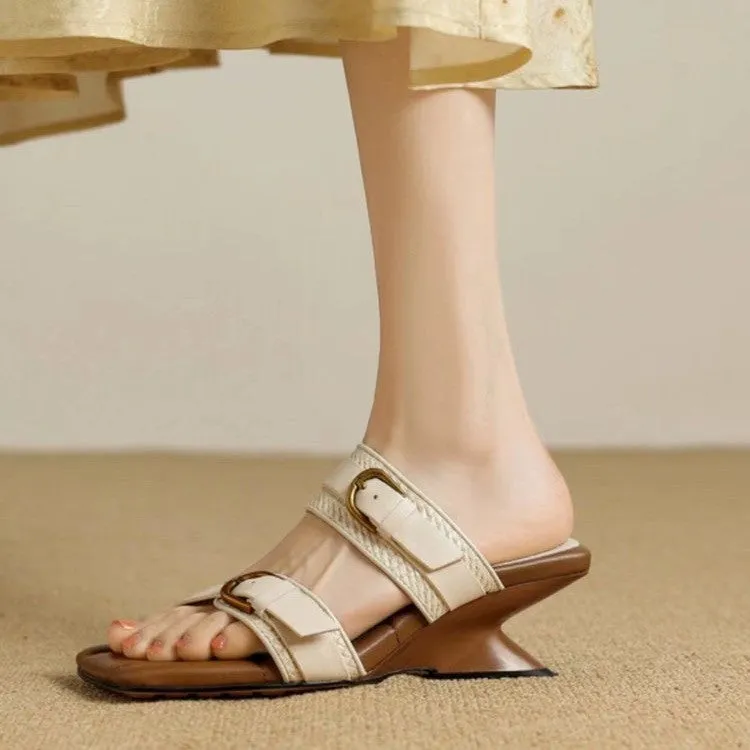 New Elegant Woven Wedge High Heels