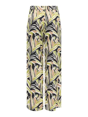Nile Green, Tan and Black Wide Leg Trousers
