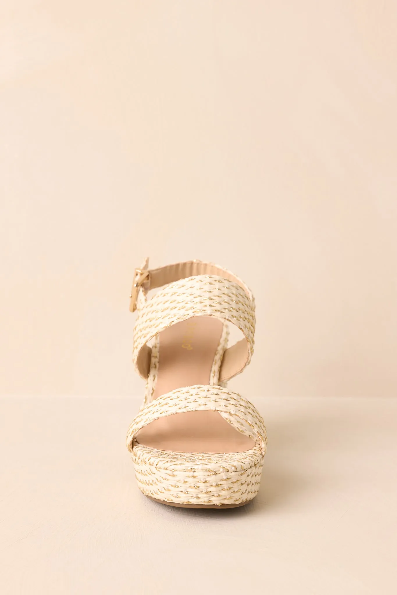 Nobody Else Natural & Gold Espadrille High Heel Platform Sandals