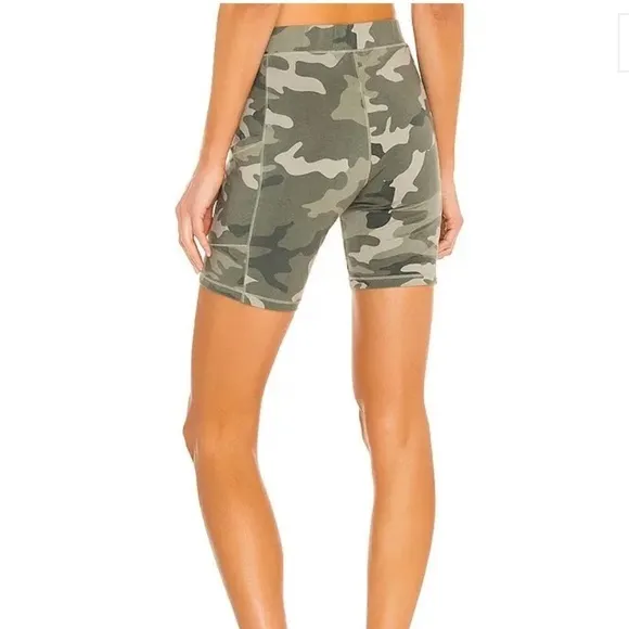 NWT Monrow Olive Camouflage Biker Shorts with Pockets