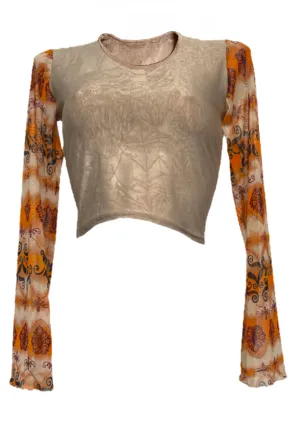 ORANGE GRUNGE FLARE CROPPED TOP
