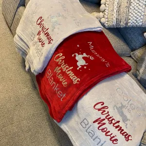 Personalised Reindeer Christmas Movie Blanket