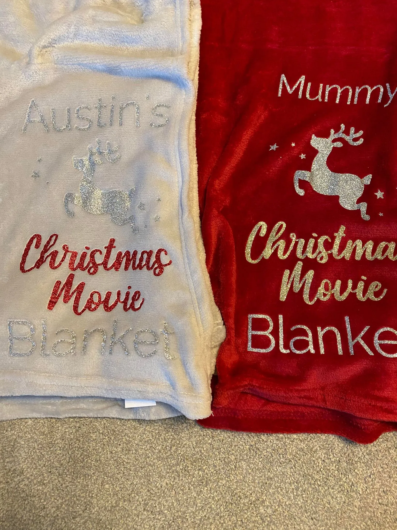 Personalised Reindeer Christmas Movie Blanket