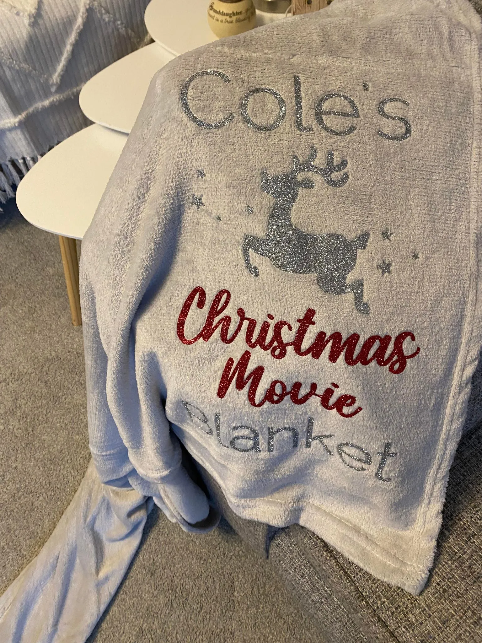 Personalised Reindeer Christmas Movie Blanket
