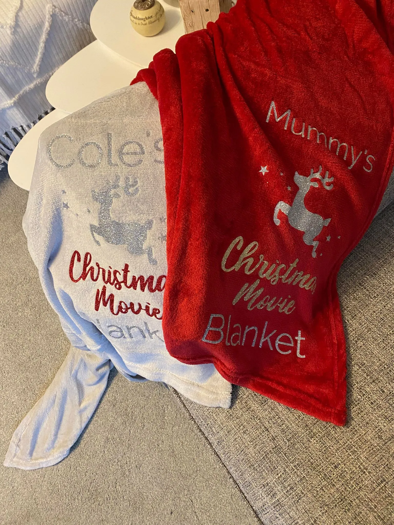 Personalised Reindeer Christmas Movie Blanket