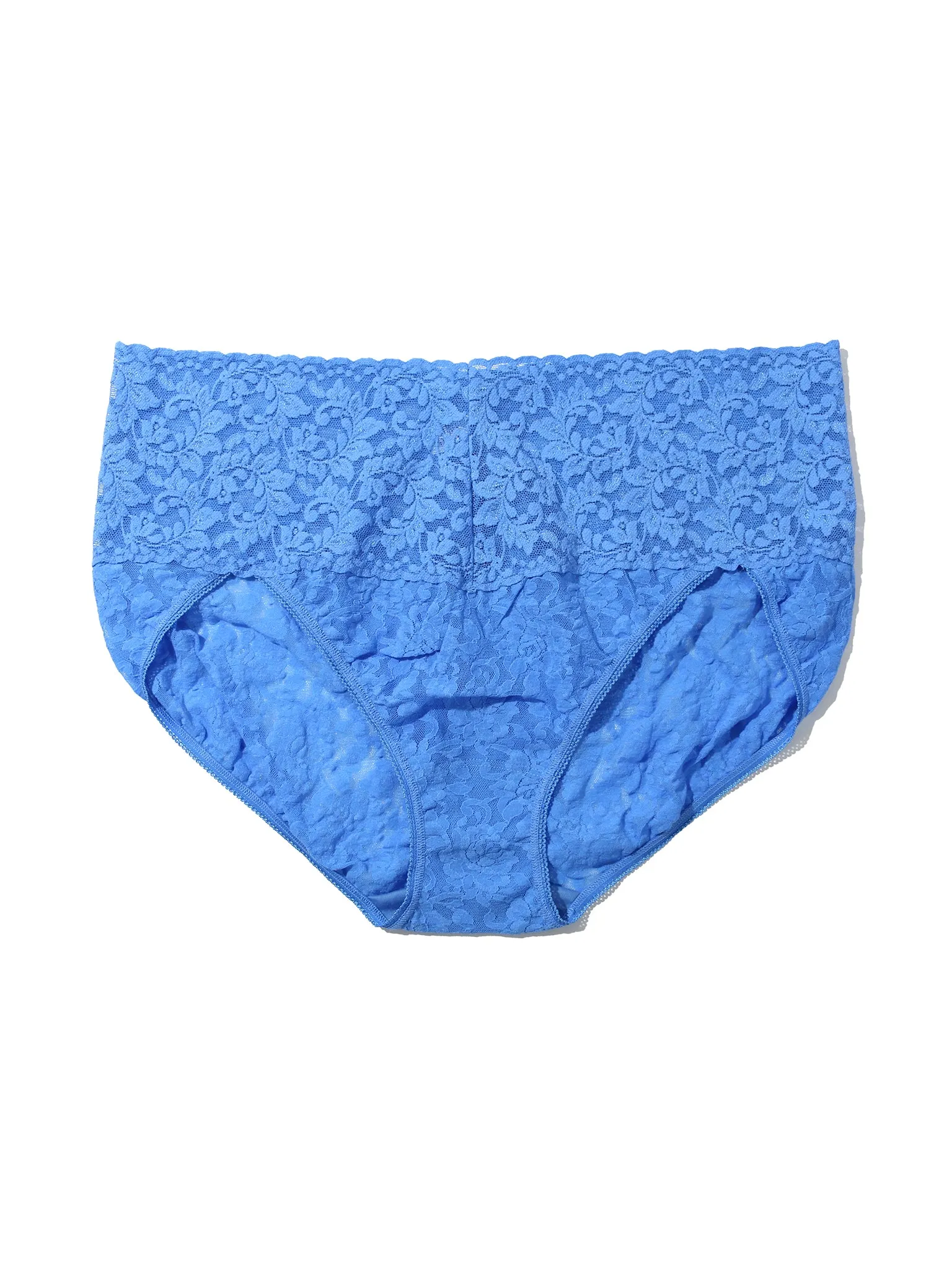 Plus Size Retro Lace V-Kini Take The Plunge Blue