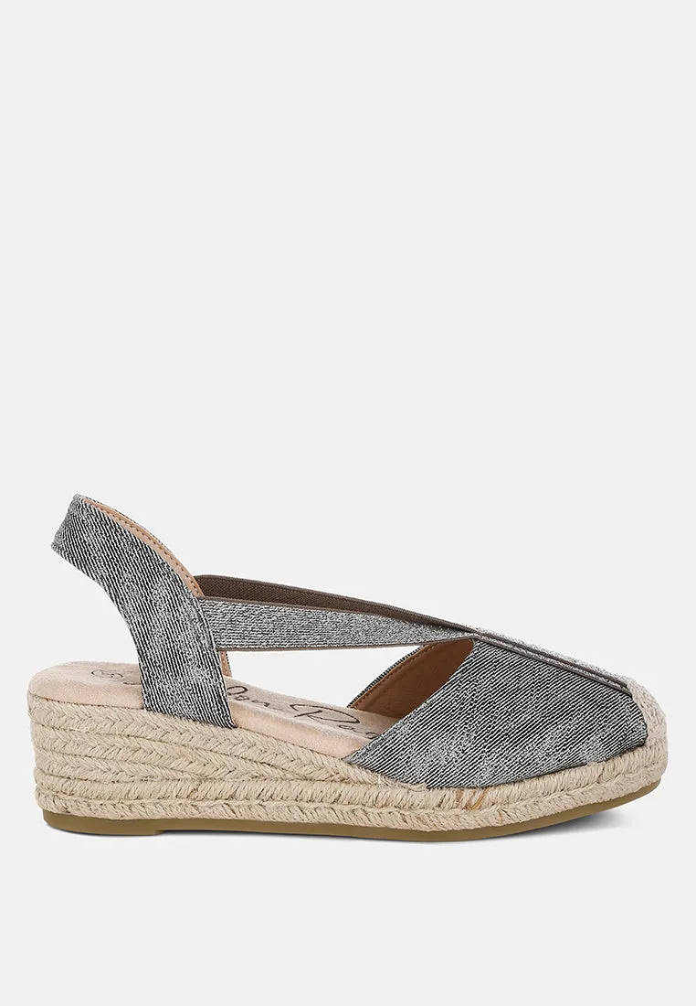 Port Side Metallic Woven Espadrille Wedges