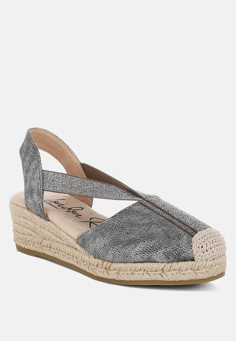 Port Side Metallic Woven Espadrille Wedges