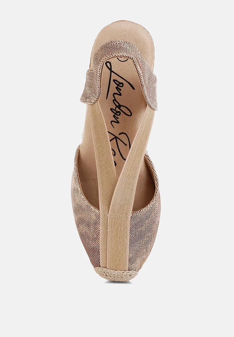 Port Side Metallic Woven Espadrille Wedges