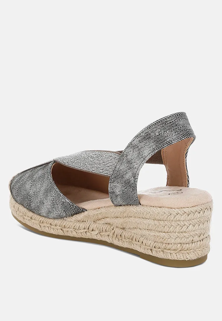 Port Side Metallic Woven Espadrille Wedges