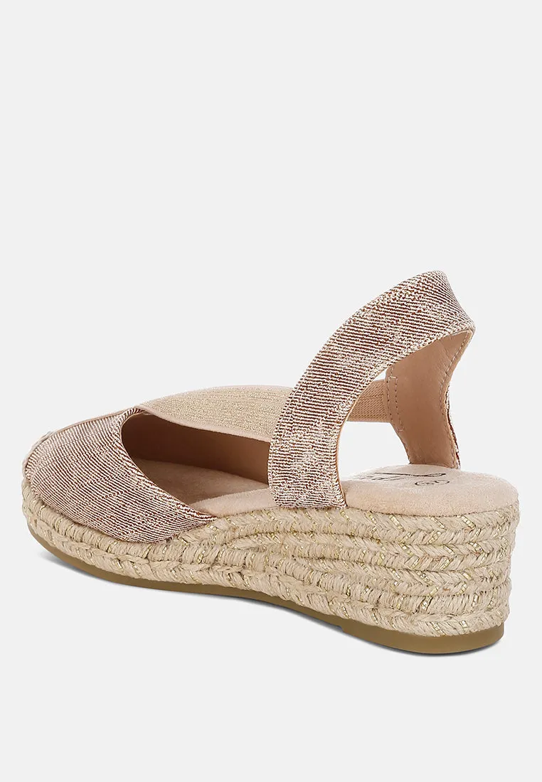 Port Side Metallic Woven Espadrille Wedges