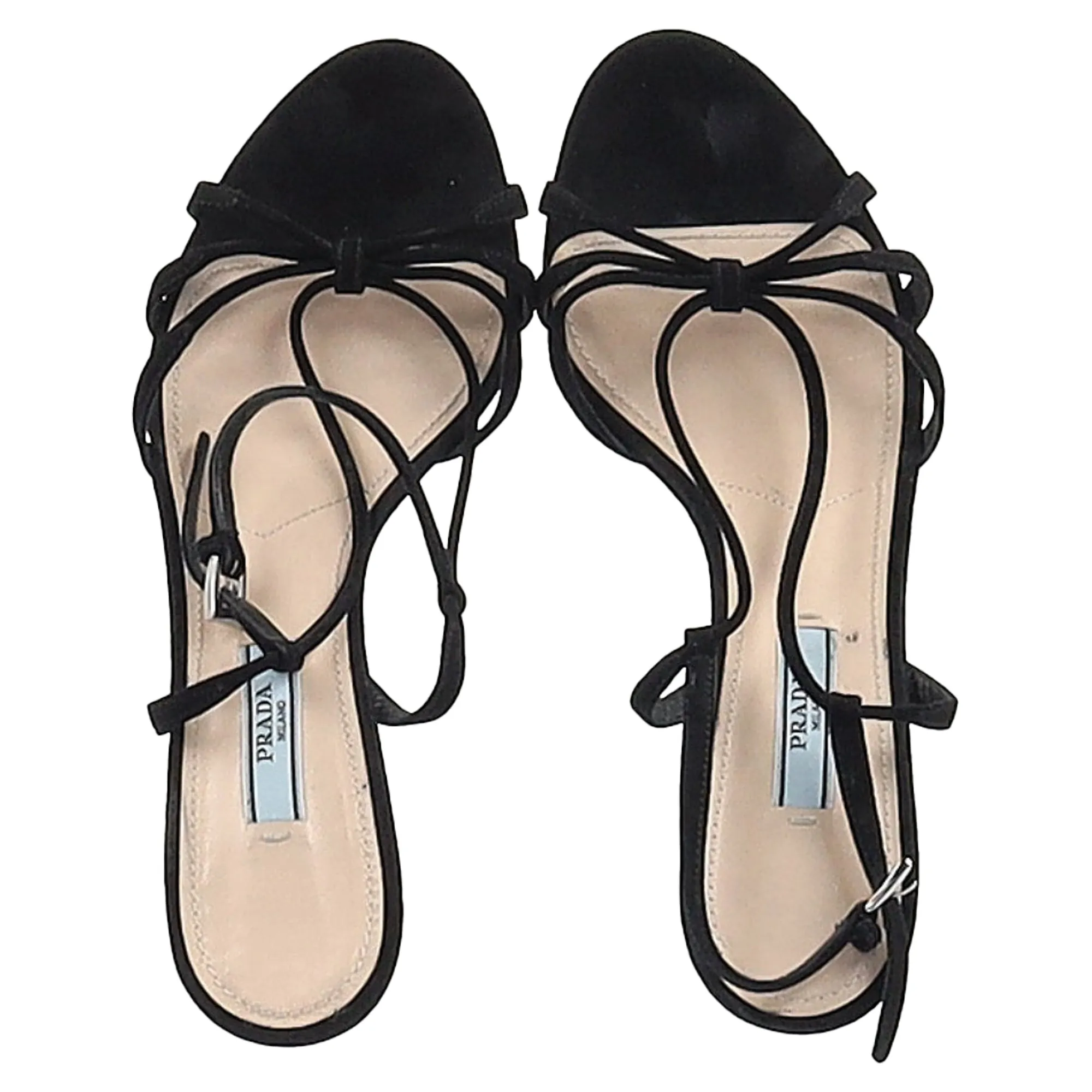Prada Slingback Sandal Heels in Black Suede