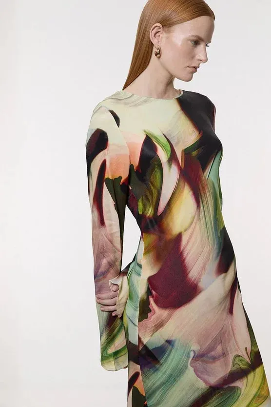 Printed Satin Woven Maxi Dress