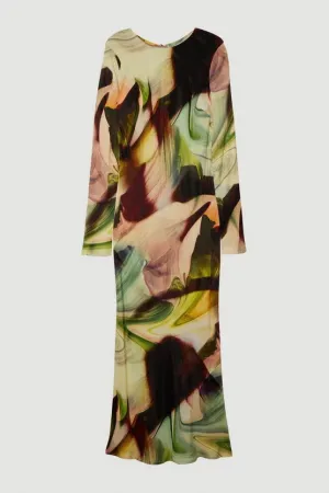 Printed Satin Woven Maxi Dress
