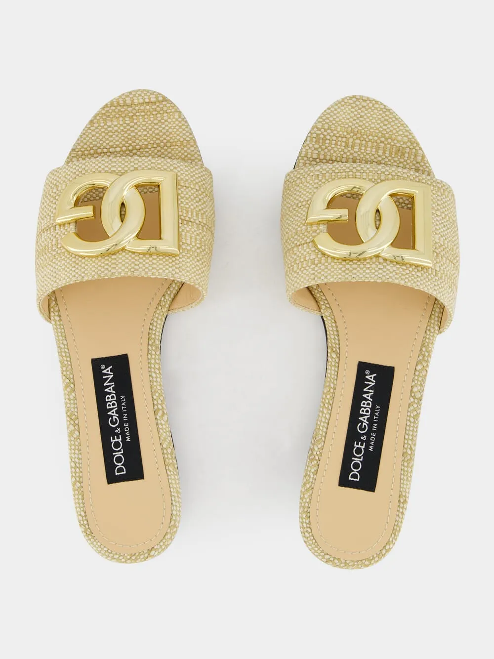 Raffia Logo Flat Mules