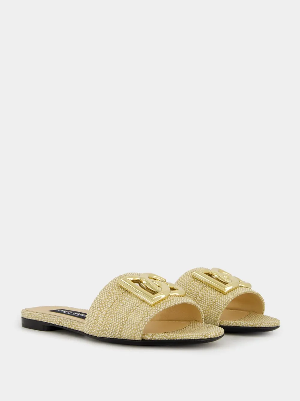 Raffia Logo Flat Mules