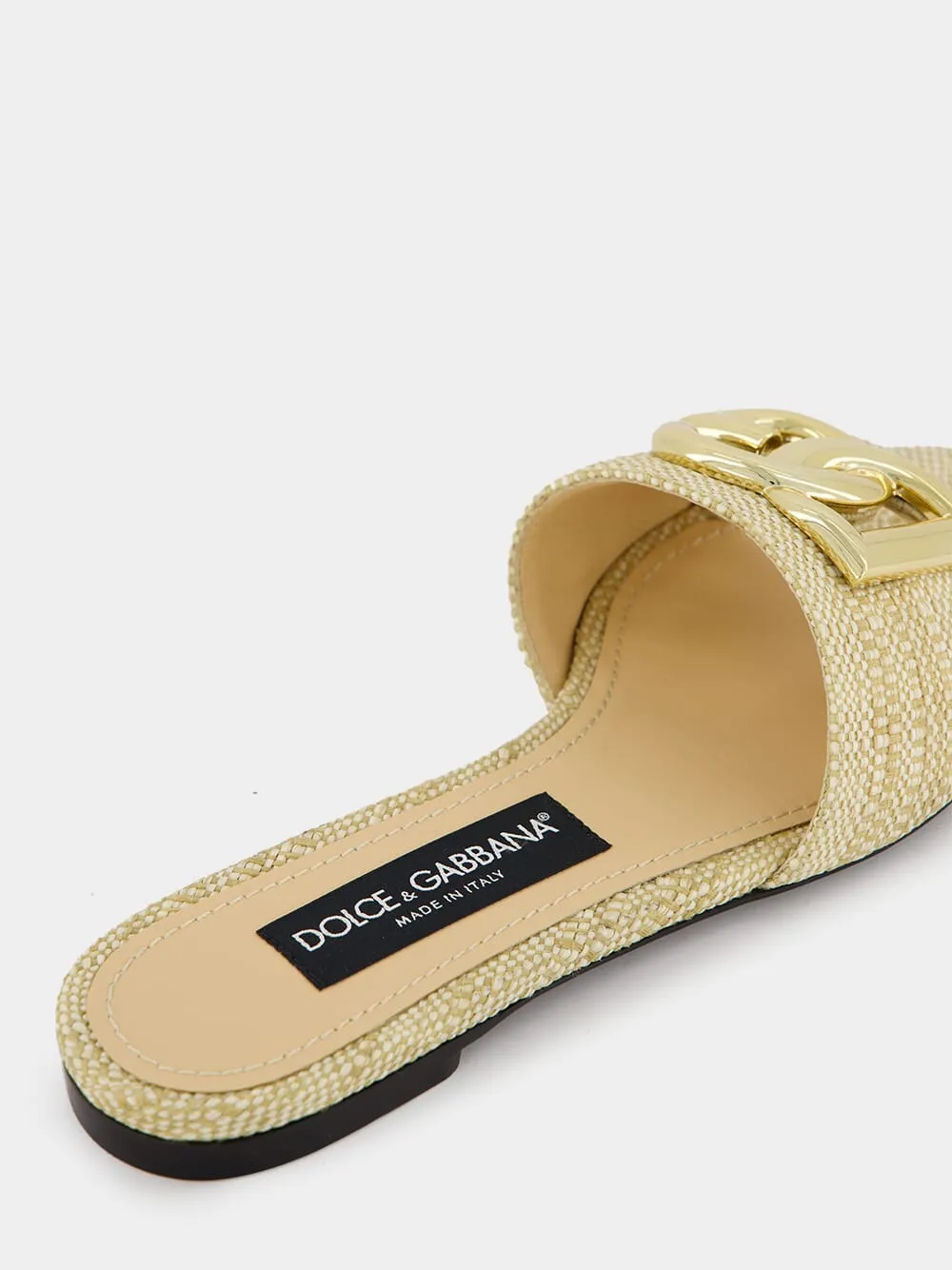 Raffia Logo Flat Mules