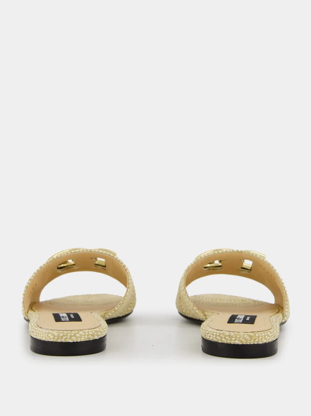 Raffia Logo Flat Mules