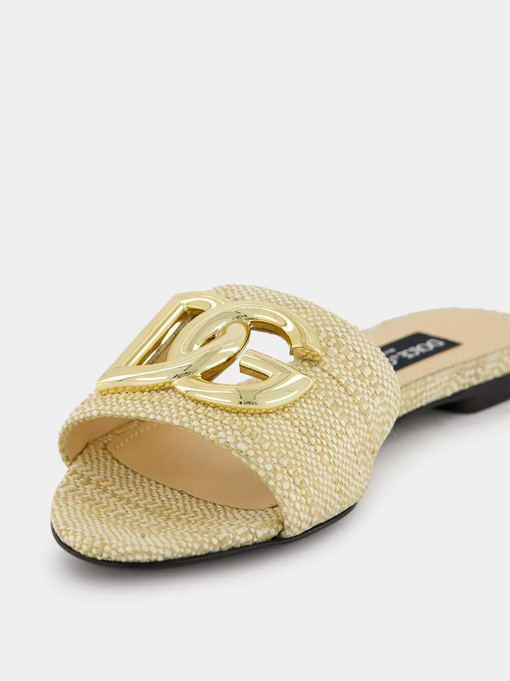 Raffia Logo Flat Mules