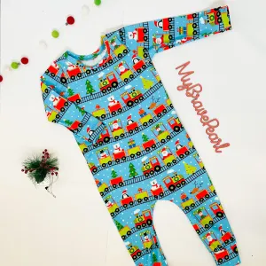 Ready To Ship 2-3Y Christmas Choo Choo Train Pull On Rompers
