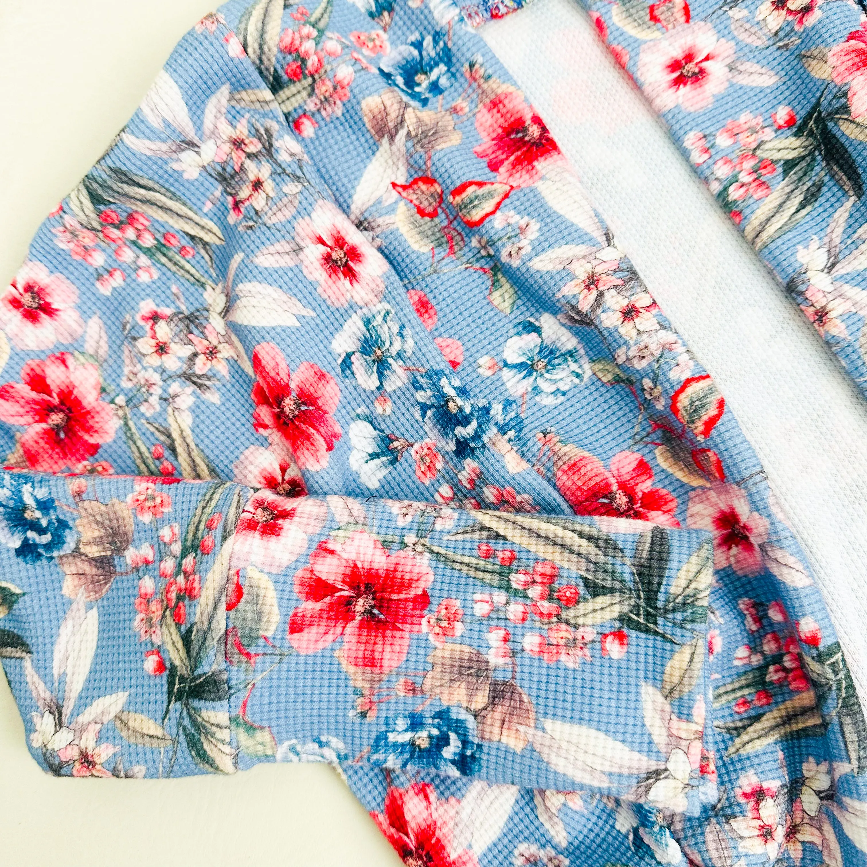 Ready To Ship Kids Cornflower Waffle Grow-With-Me Cocoon Cardigan