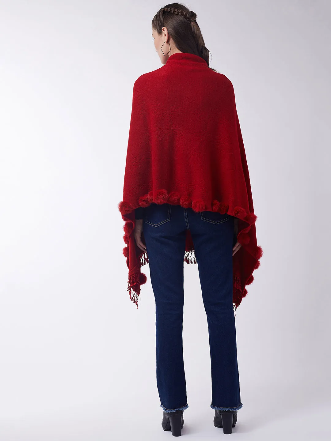 Red Faux Fur Cape