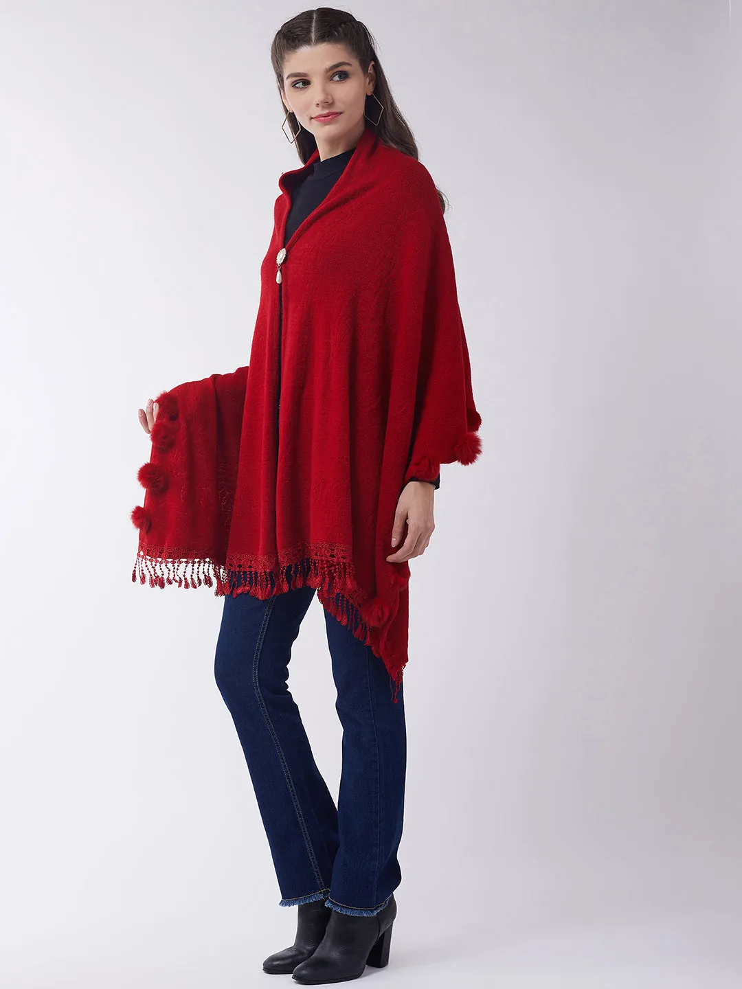 Red Faux Fur Cape