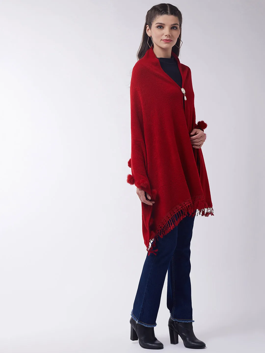 Red Faux Fur Cape
