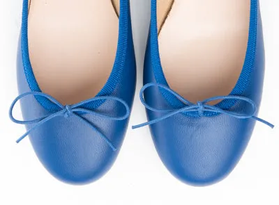 Royal blue leather ballet flat