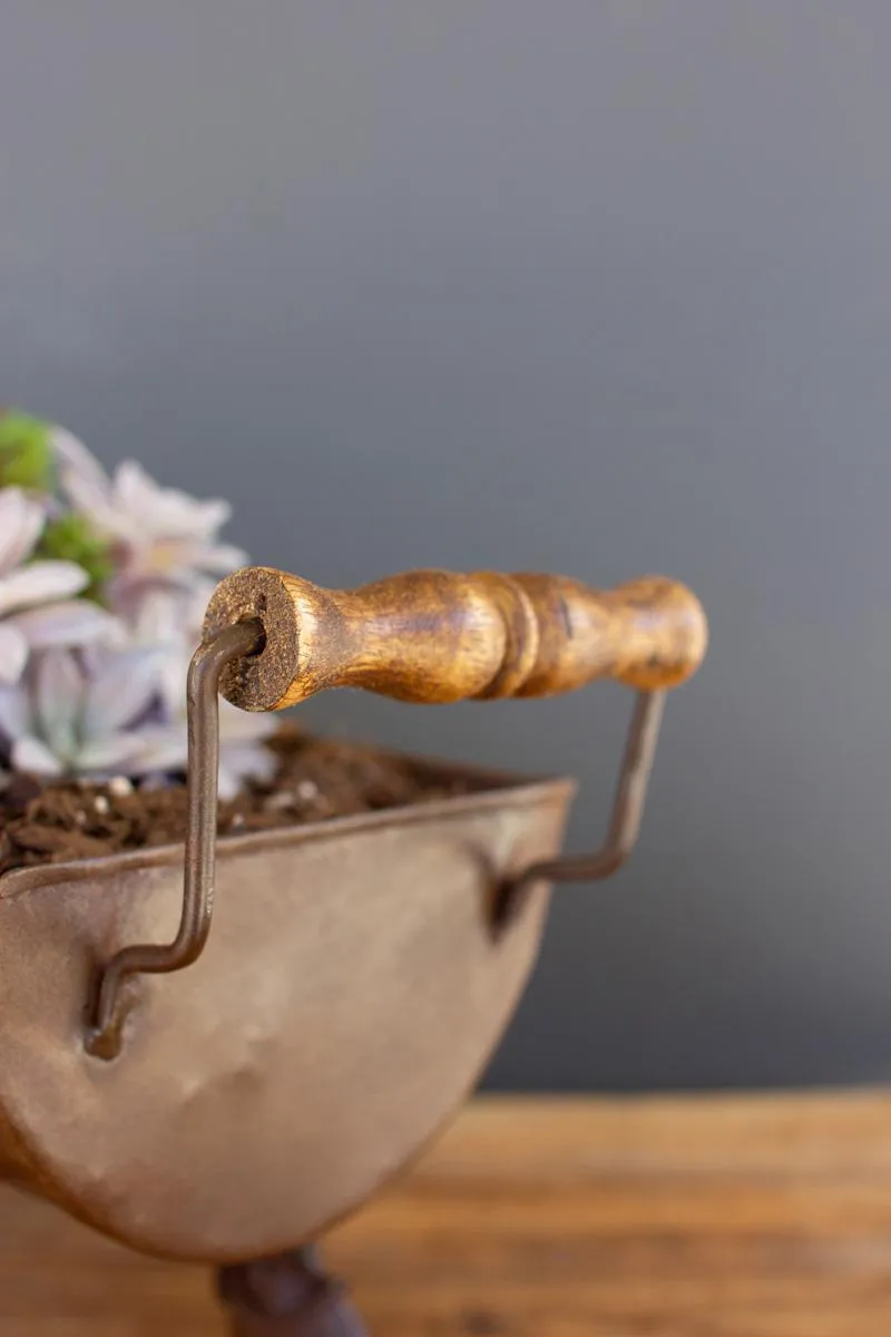 Rustic Metal Planter with Witch Boot Legs