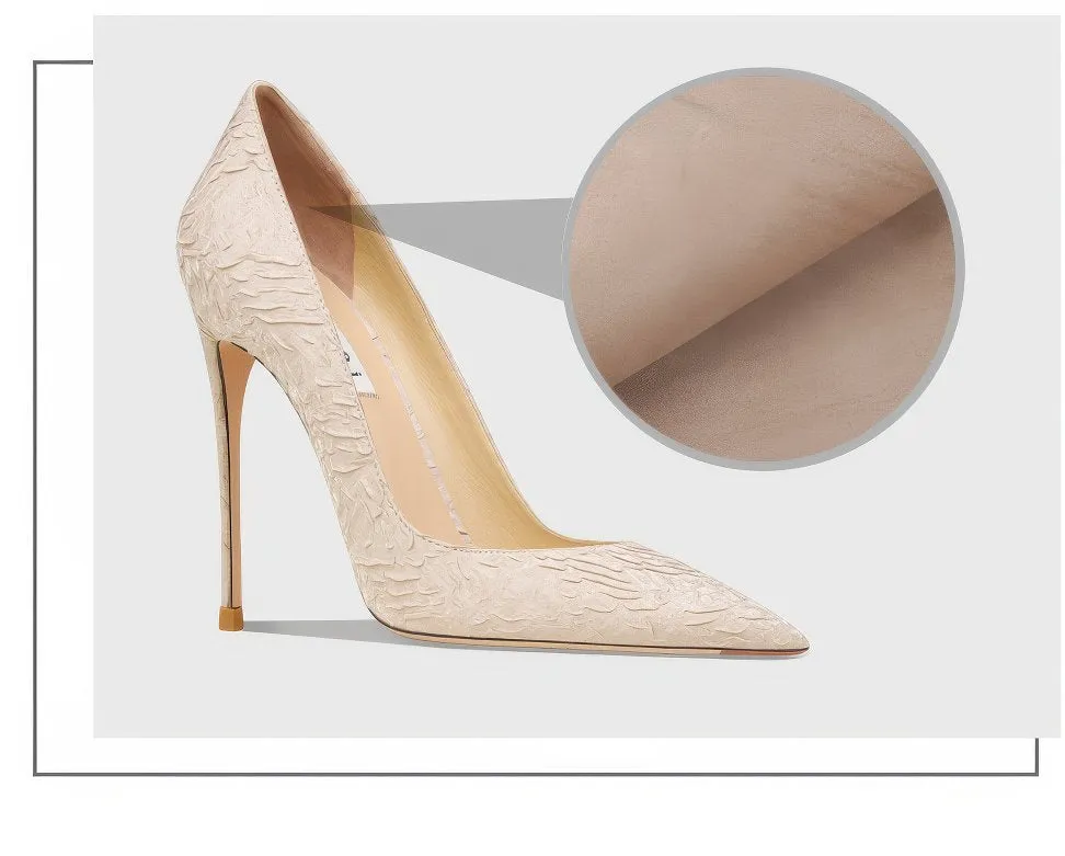 Scaly Pointy Toes Leather High Heels