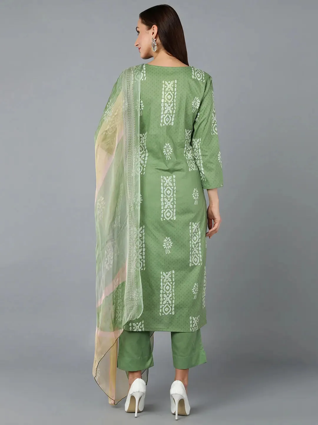 Silk Blend Sea Green Straight Kurta Pant-VKSKD1835A