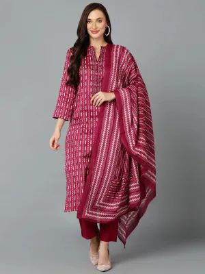 Silk Blend Tyrian Purple Straight Kurta Pant-VKSKD1811