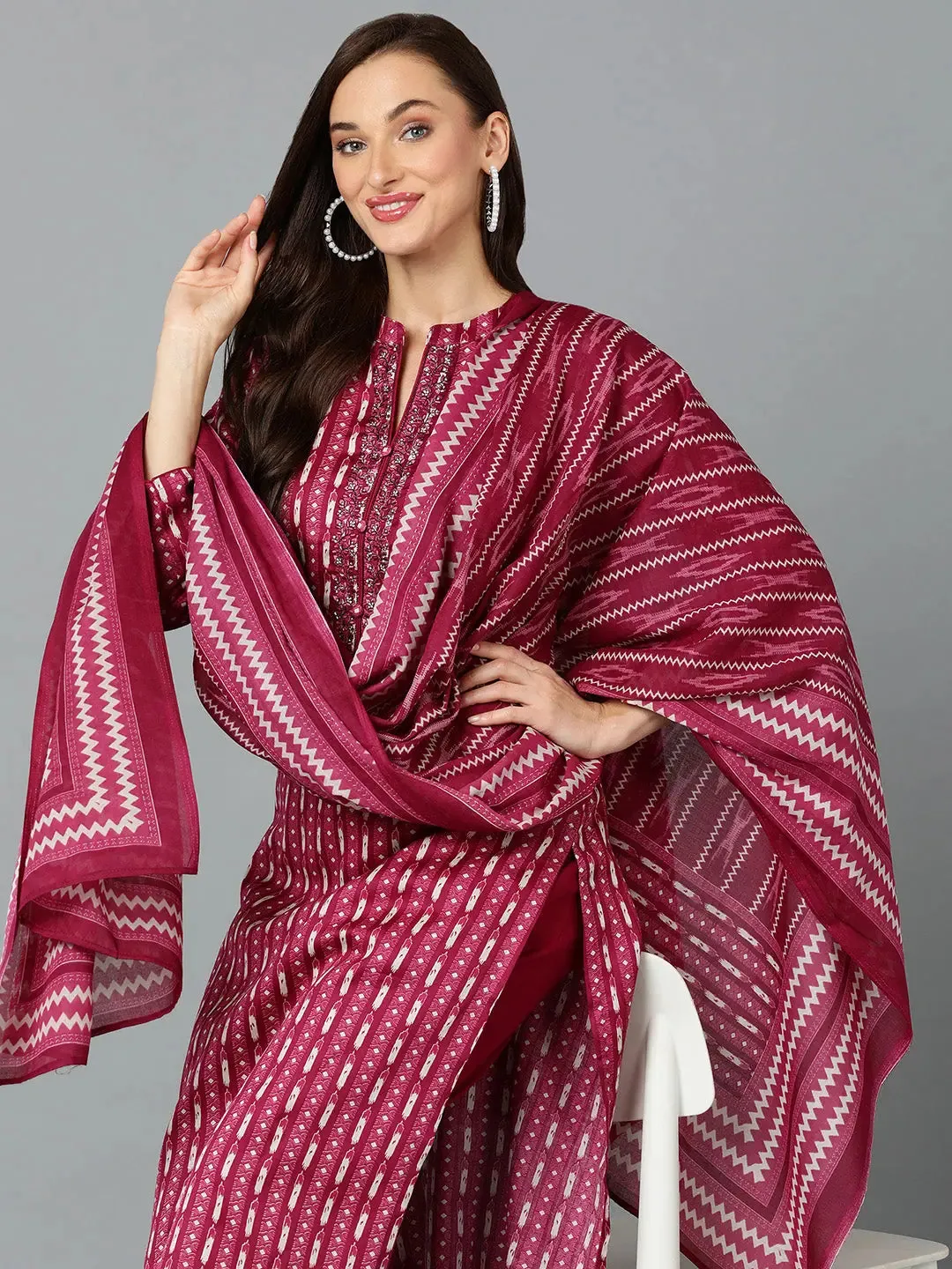 Silk Blend Tyrian Purple Straight Kurta Pant-VKSKD1811