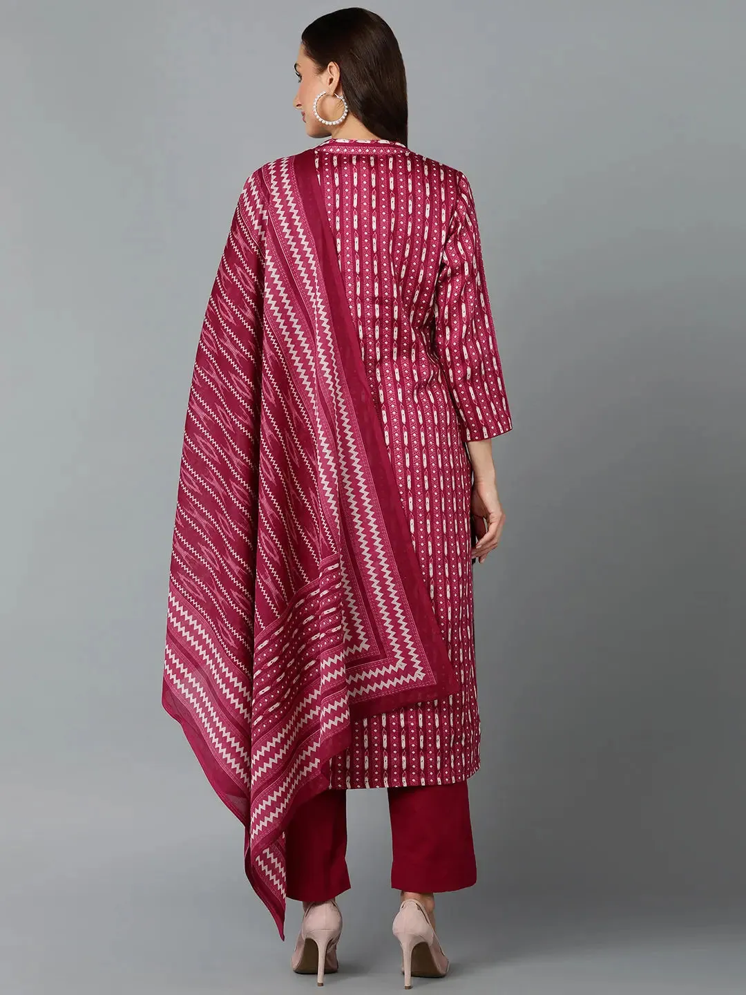 Silk Blend Tyrian Purple Straight Kurta Pant-VKSKD1811