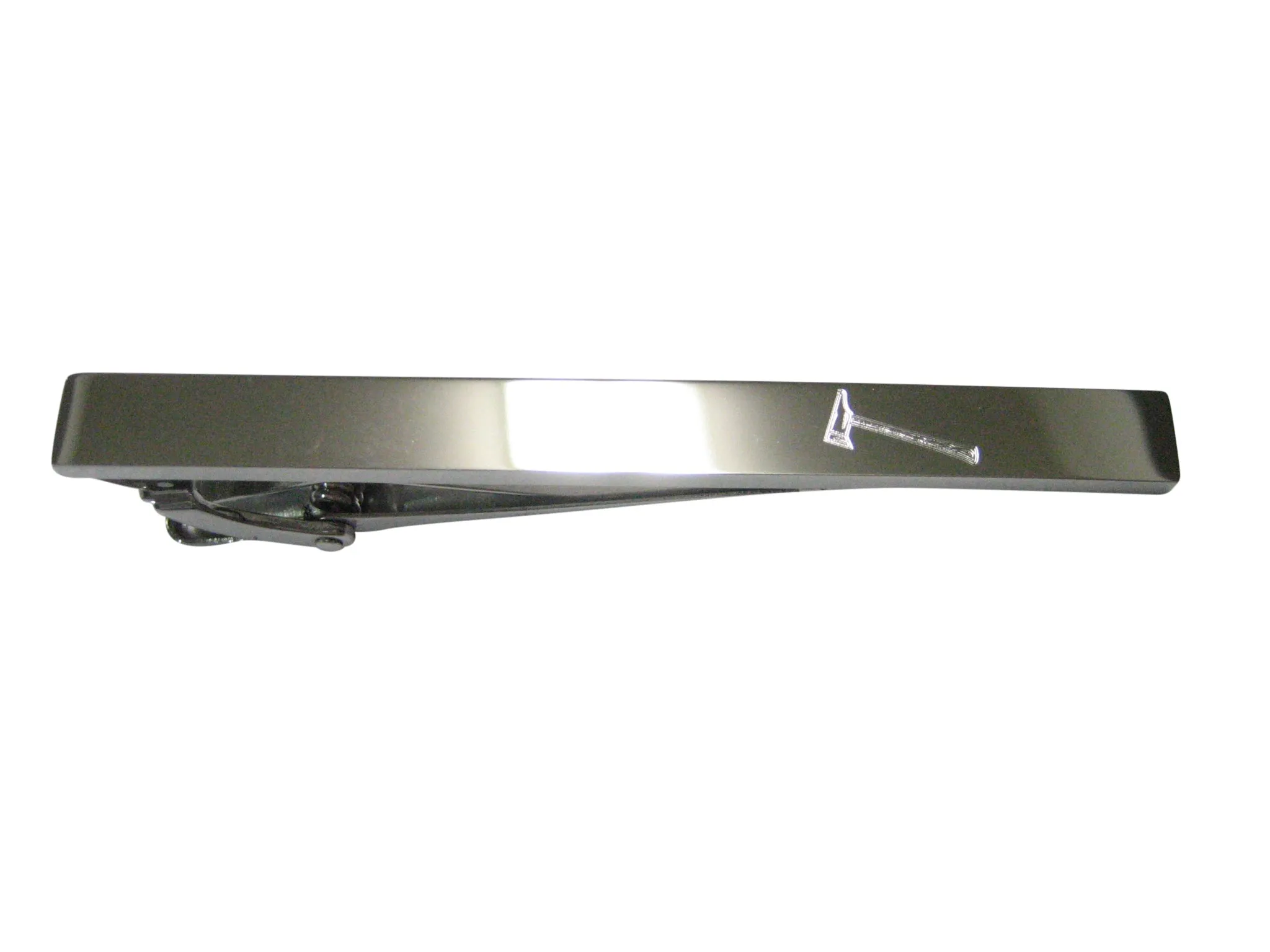 Silver Toned Etched Sleek Axe Tie Clip