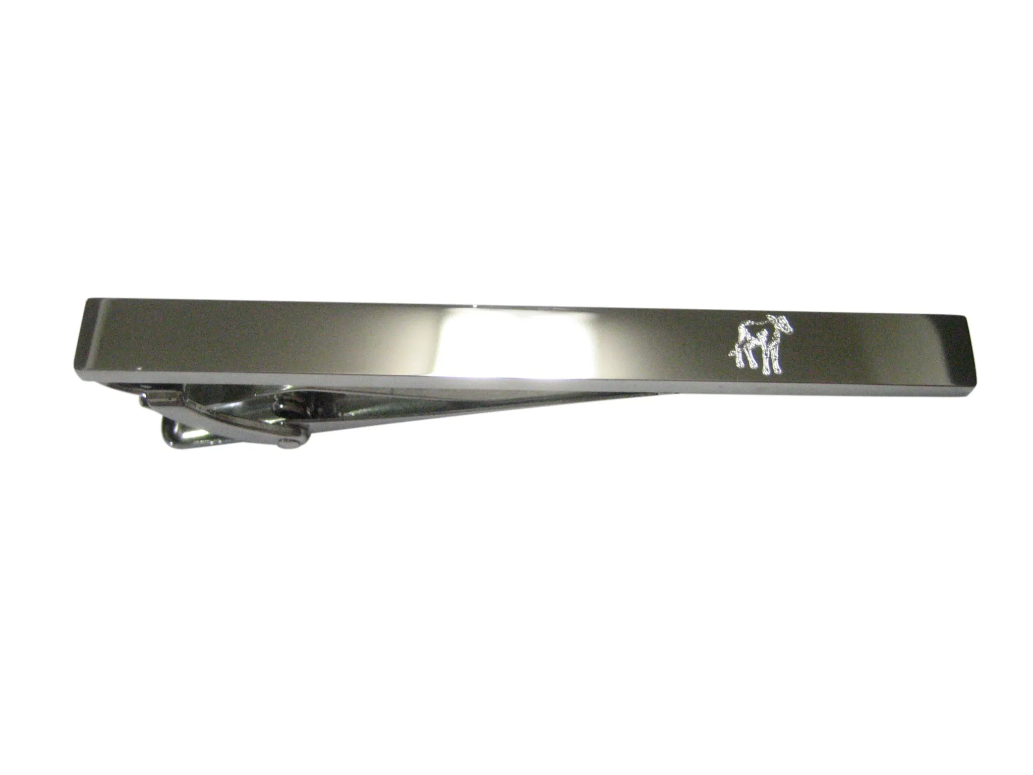 Silver Toned Etched Sleek Cow Calf Tie Clip