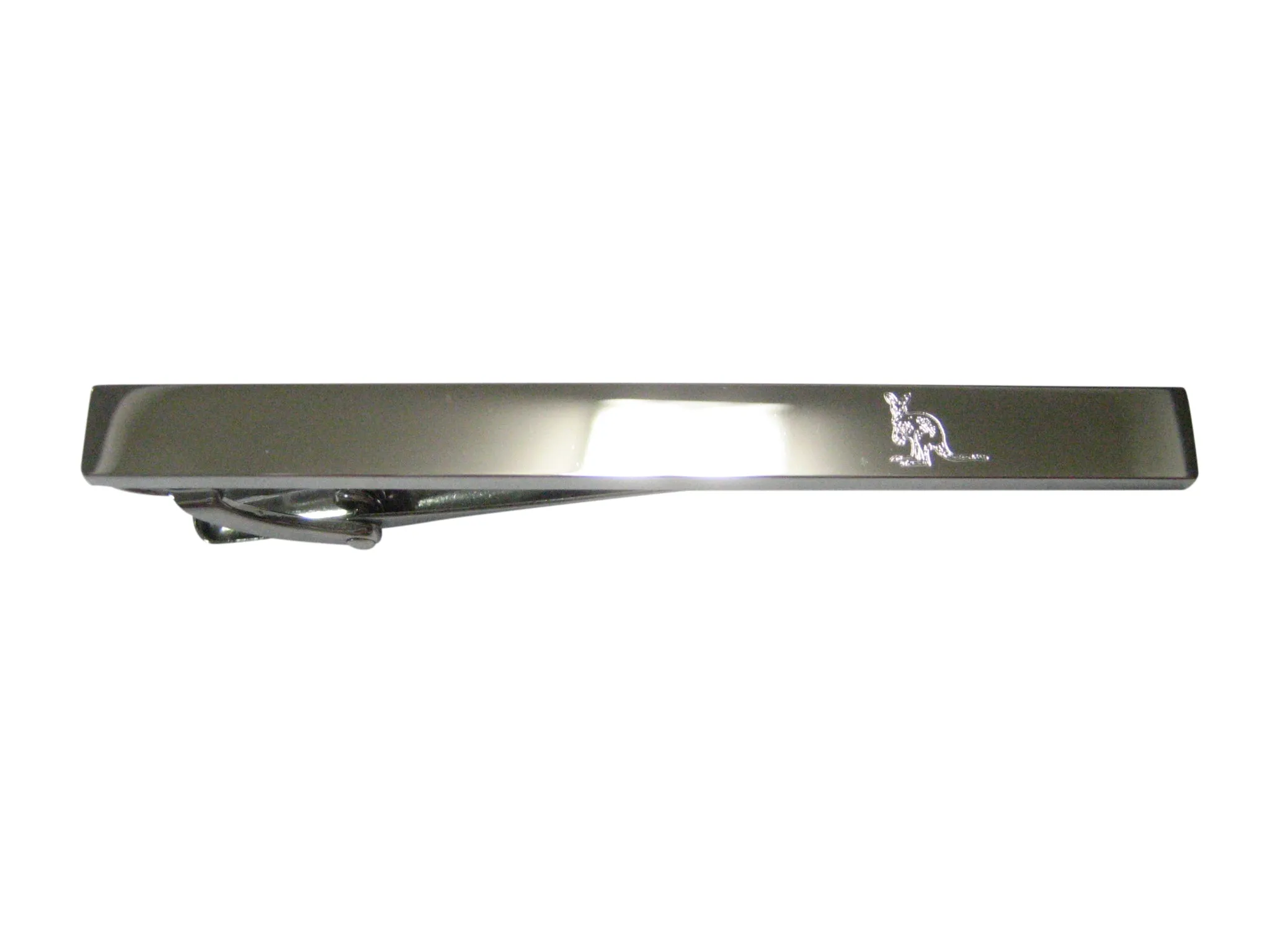 Silver Toned Etched Sleek Kangaroo Tie Clip