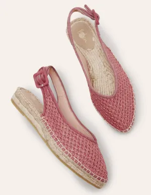 Slingback Espadrille Sandals-Woven Dusty Red