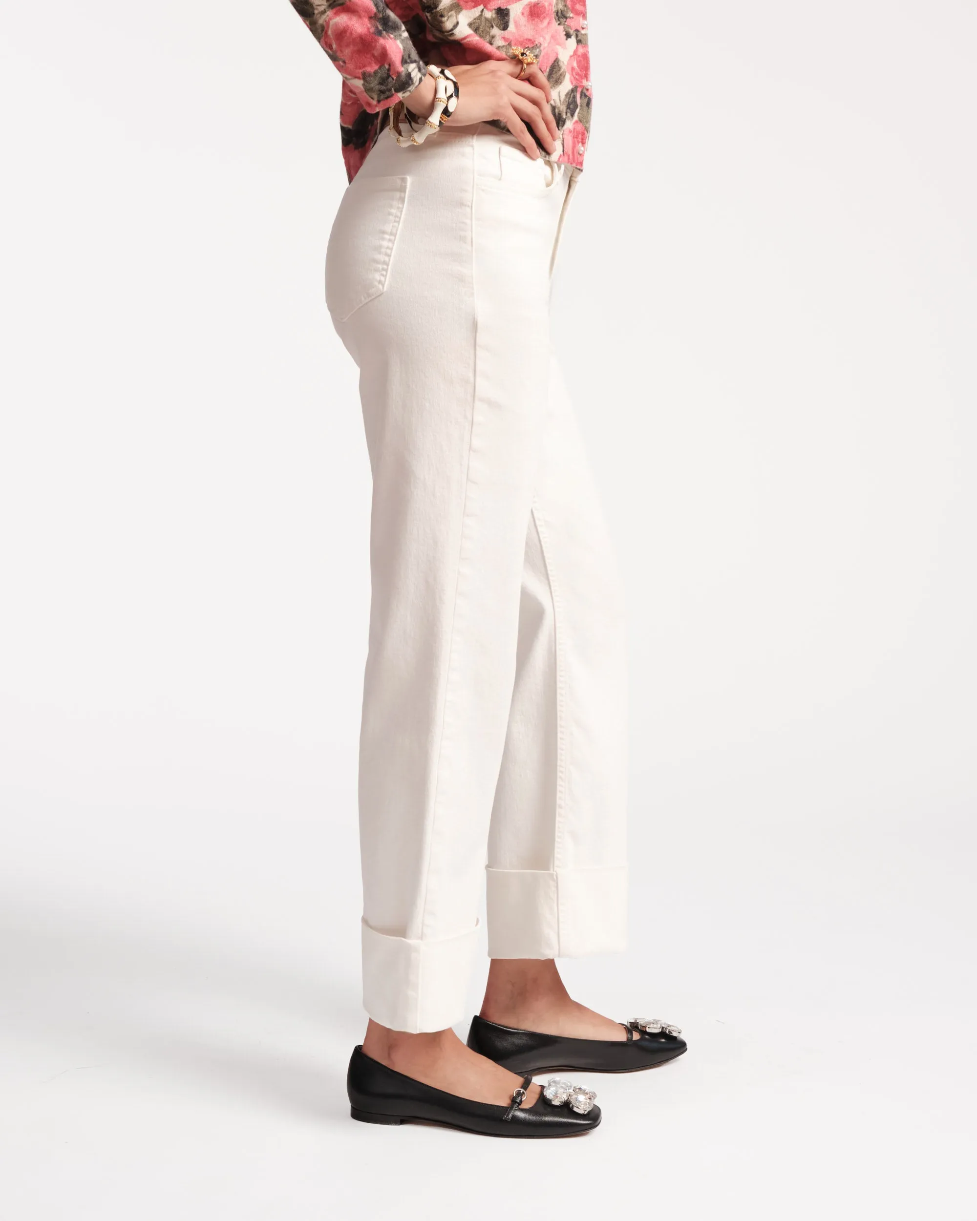 Smarty Cuffed Jeans - White