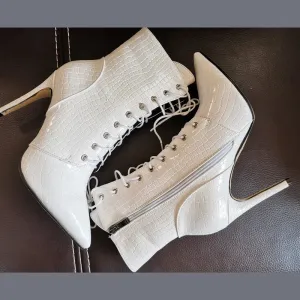 Snake High Heels Lace Up Short Boot